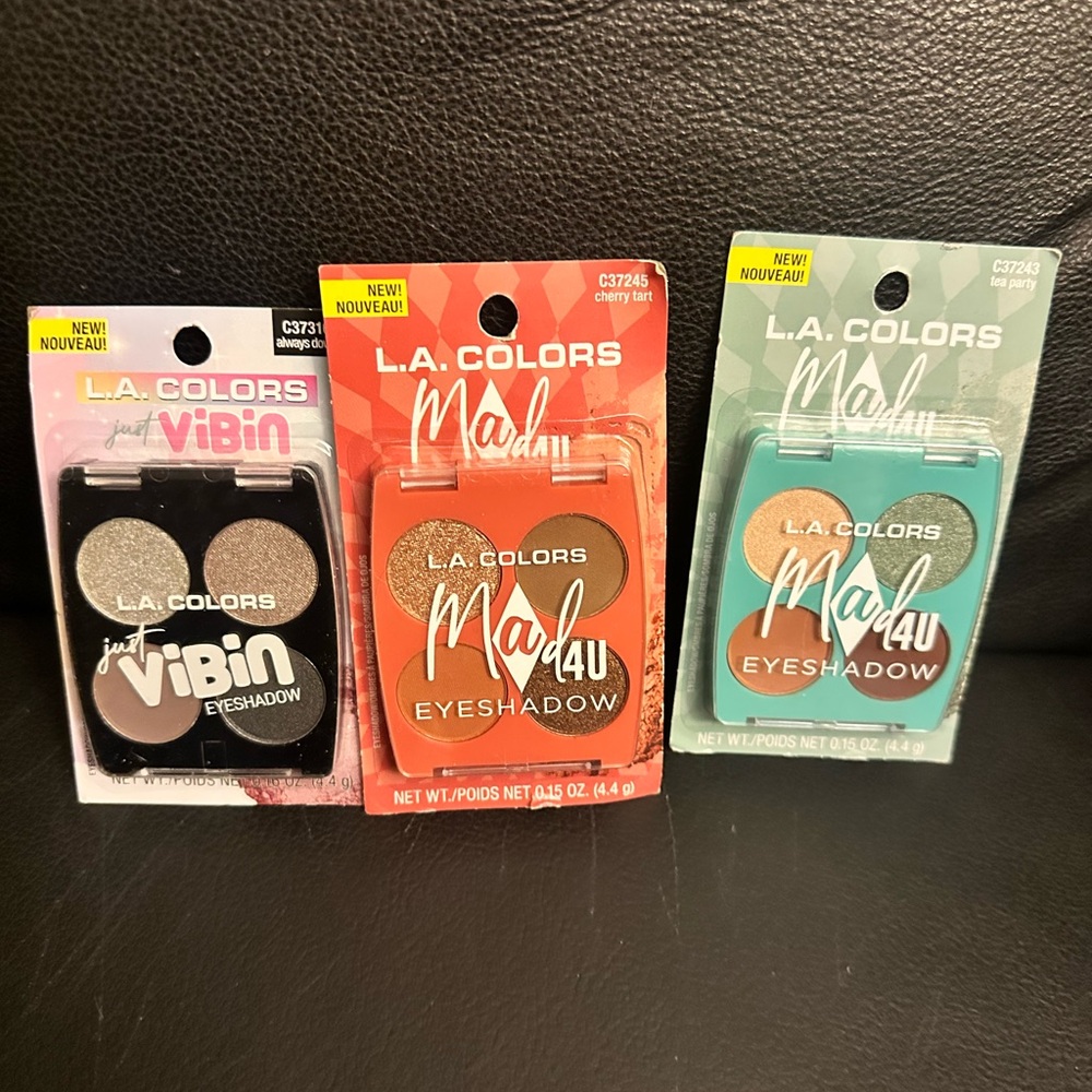 L.A. Colors Eyeshadow Quads - Silver, Brown, Teal